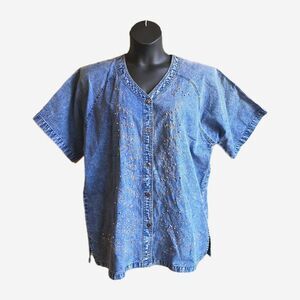 Vintage Premier International Denim Shirt- Women's Size XL Acid Wash 80s 90s